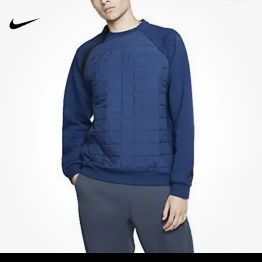 NWOT Men’s Nike Quilted Crew Pullover Blue Size Small